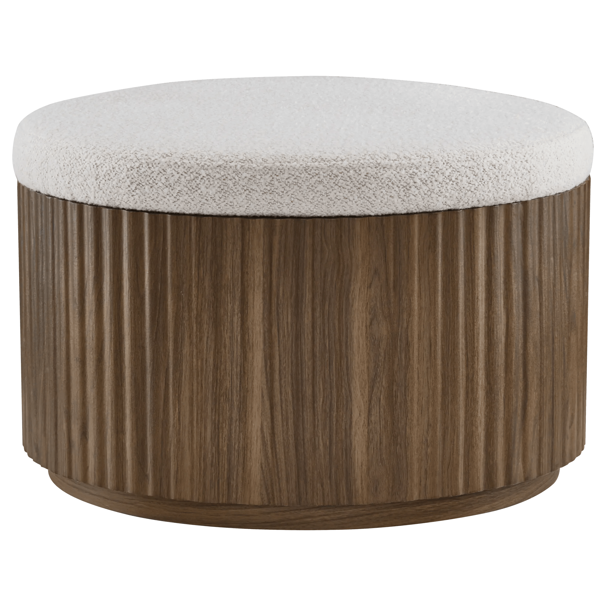 Fabric and Wood Ottoman with Storage