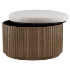 Fabric and Wood Ottoman with Storage