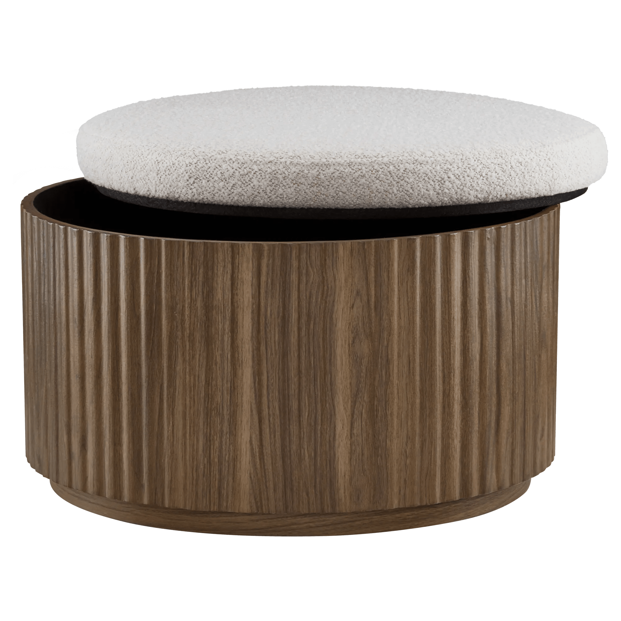 Fabric and Wood Ottoman with Storage