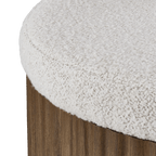 Fabric and Wood Ottoman with Storage