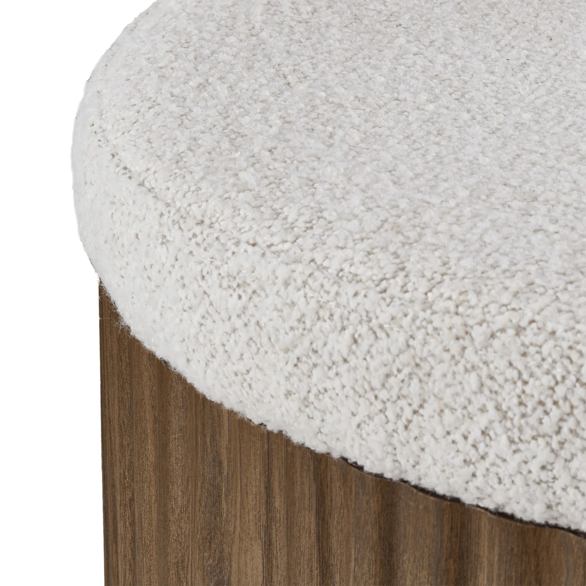 Fabric and Wood Ottoman with Storage