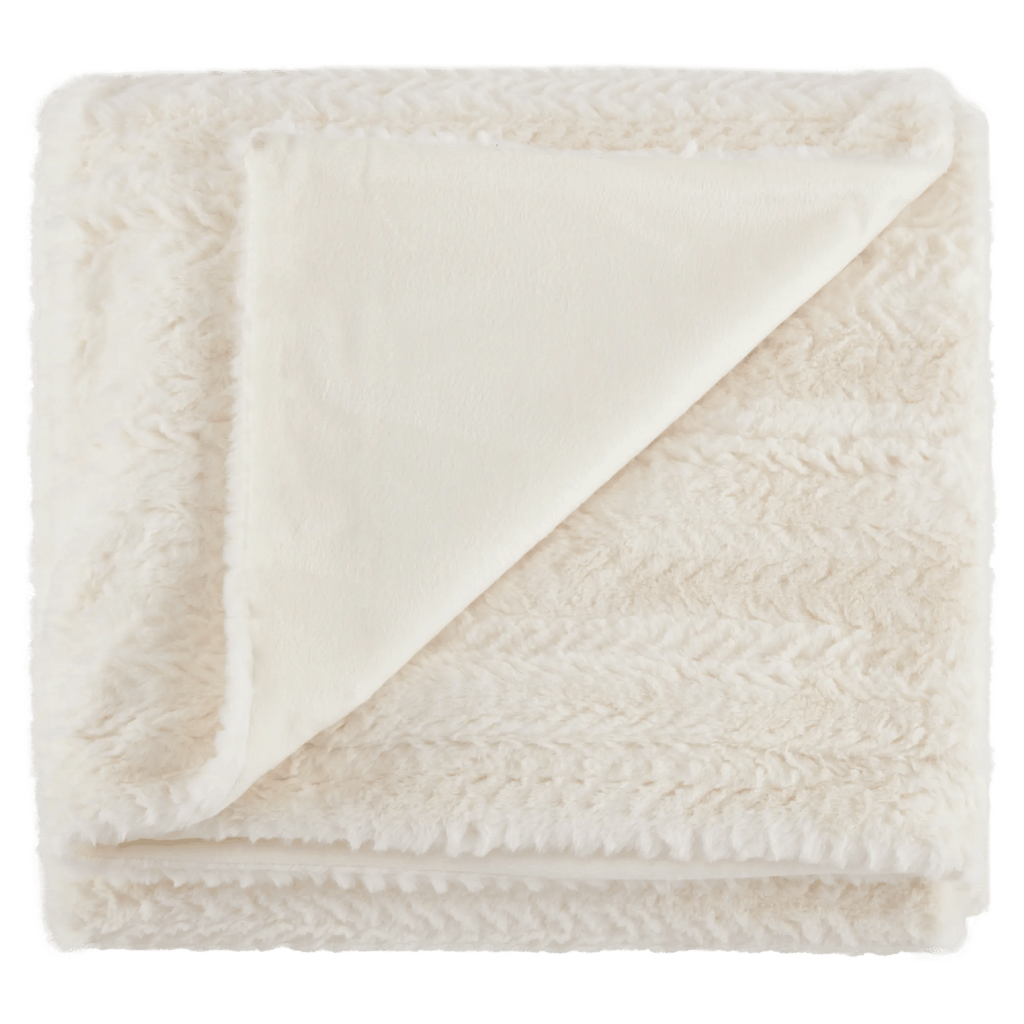 Off White Ellyn Faux Fur Throw
