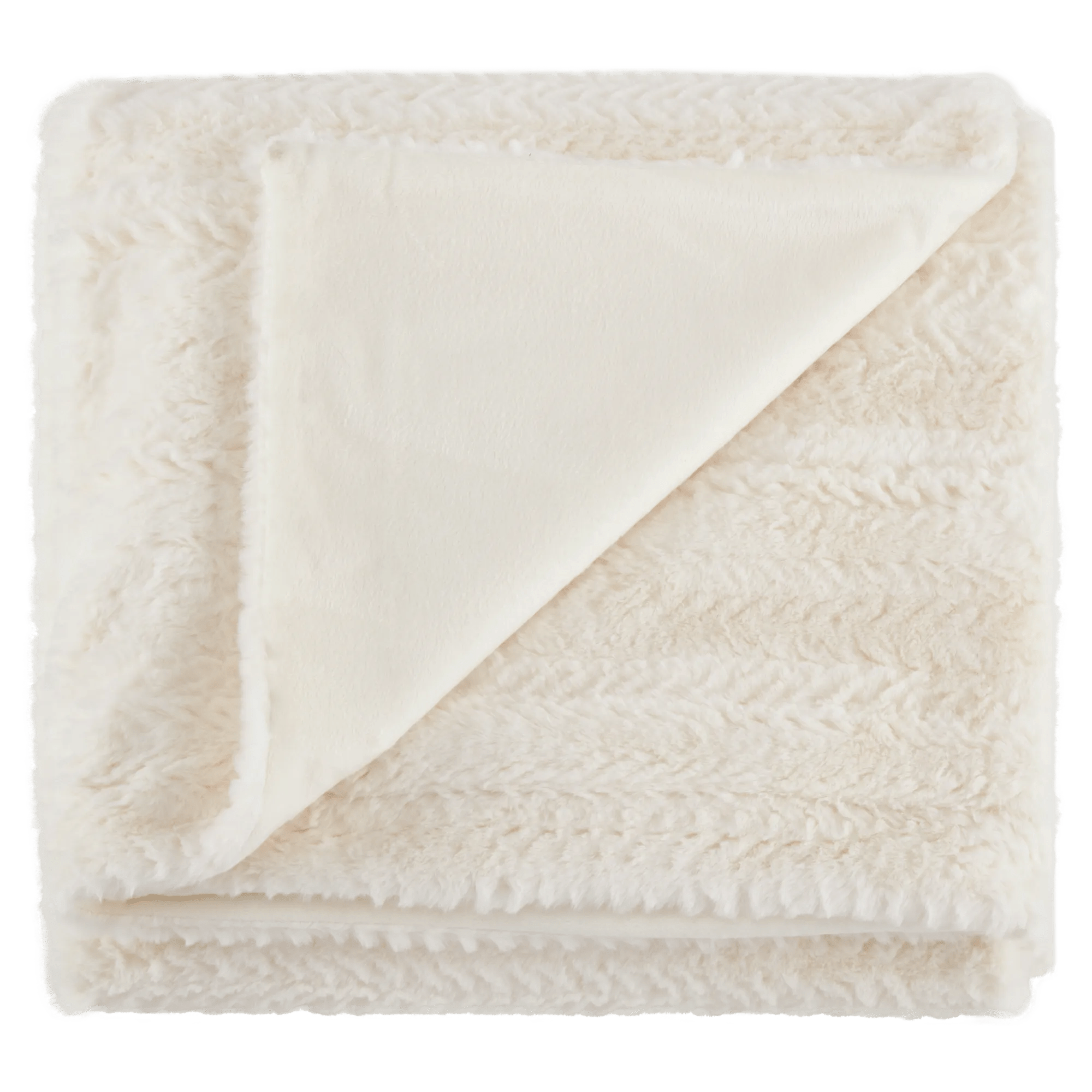 Off White Ellyn Faux Fur Throw