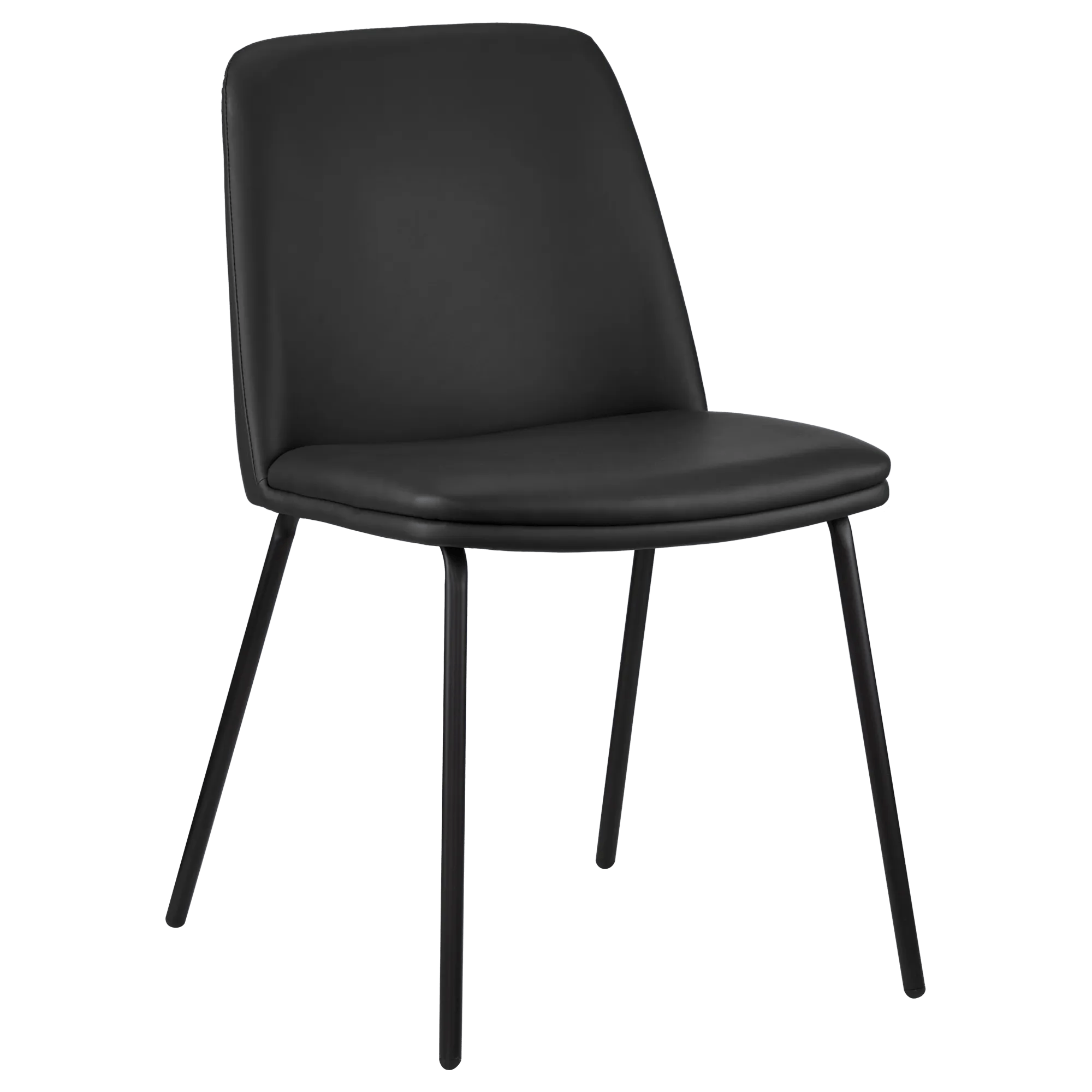 Black Faux Leather and Metal Dining Chair
