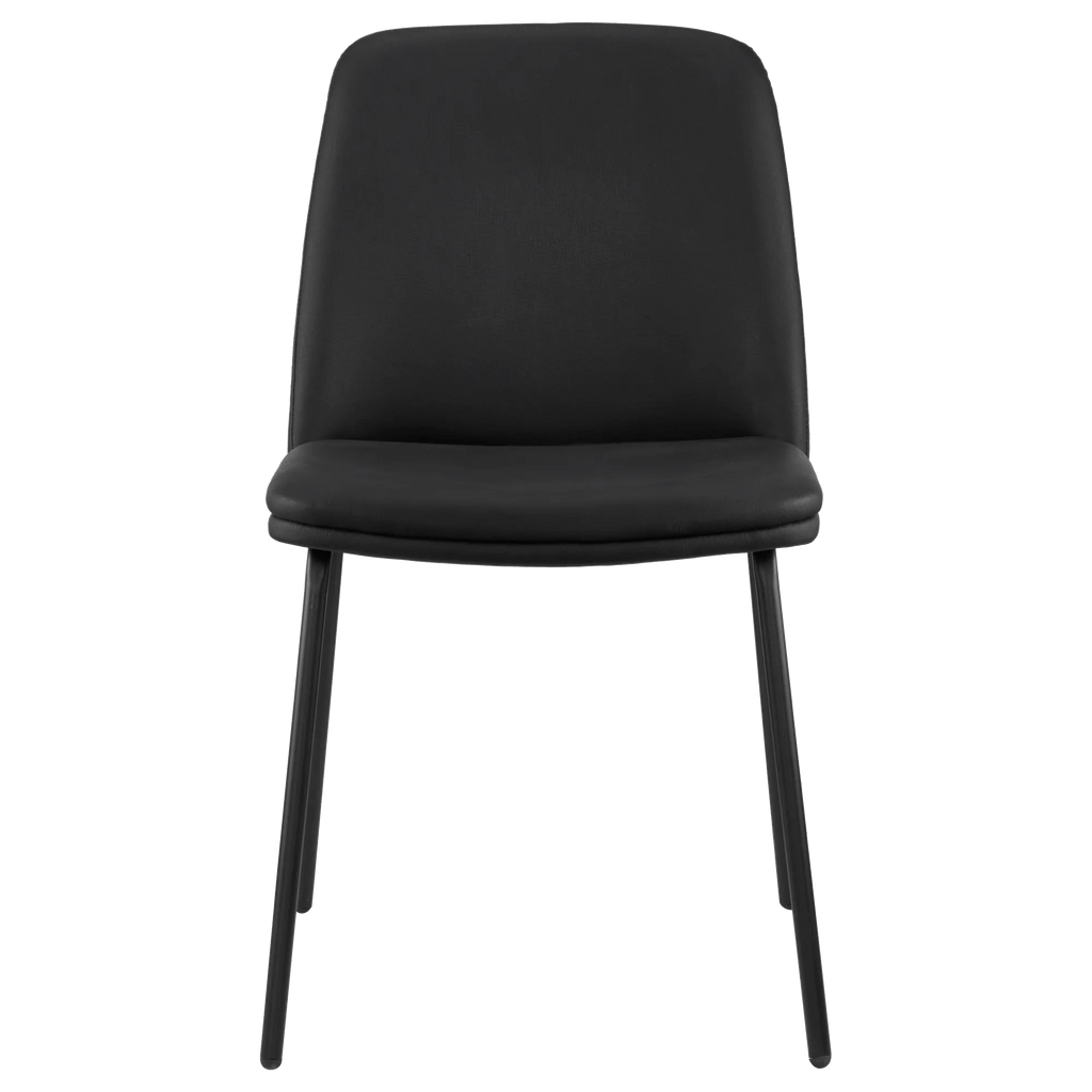 Black Faux Leather and Metal Dining Chair