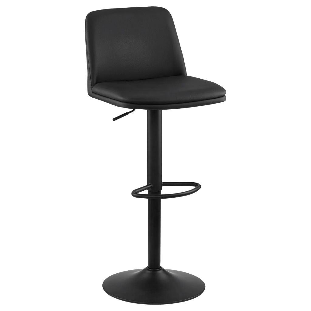 Black Faux Leather and Metal Bar Stool