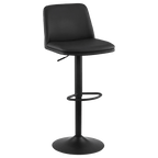 Black Faux Leather and Metal Bar Stool