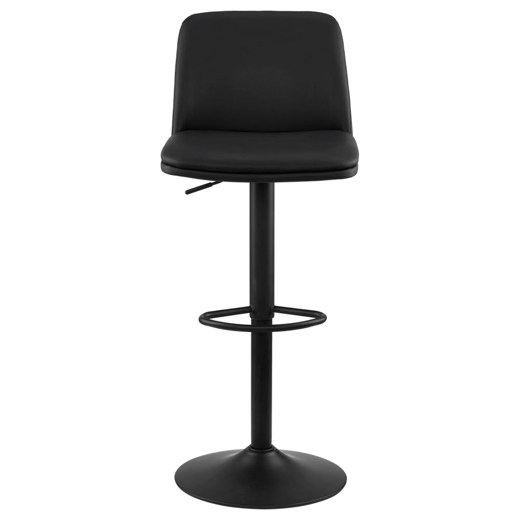 Black Faux Leather and Metal Bar Stool