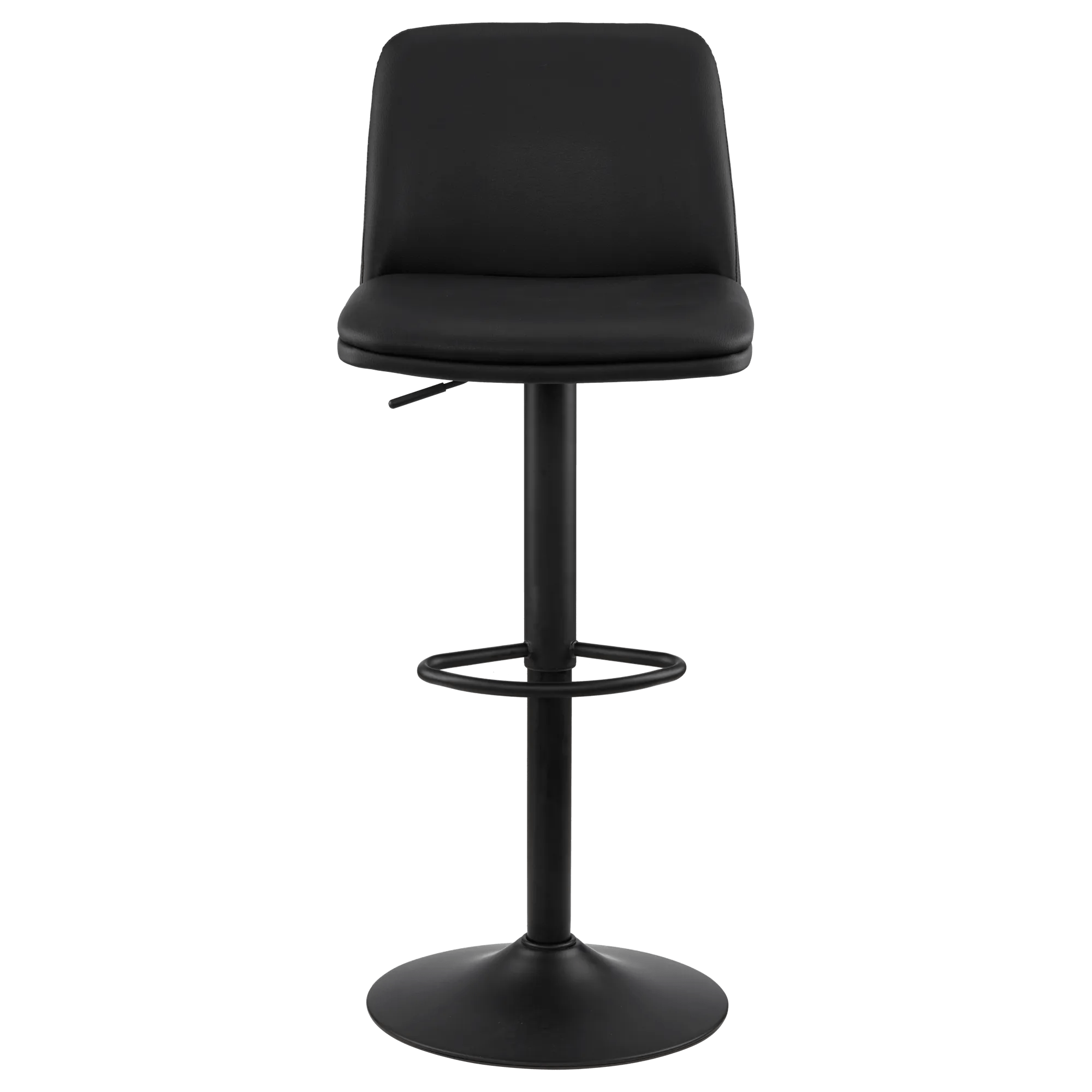 Black Faux Leather and Metal Bar Stool