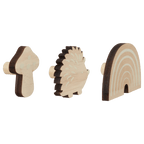 3 Shaped Wood Wall Hooks