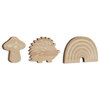 3 Shaped Wood Wall Hooks