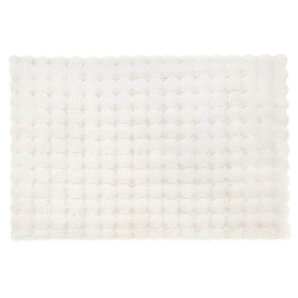 Cream Bubble Faux Fur Rug