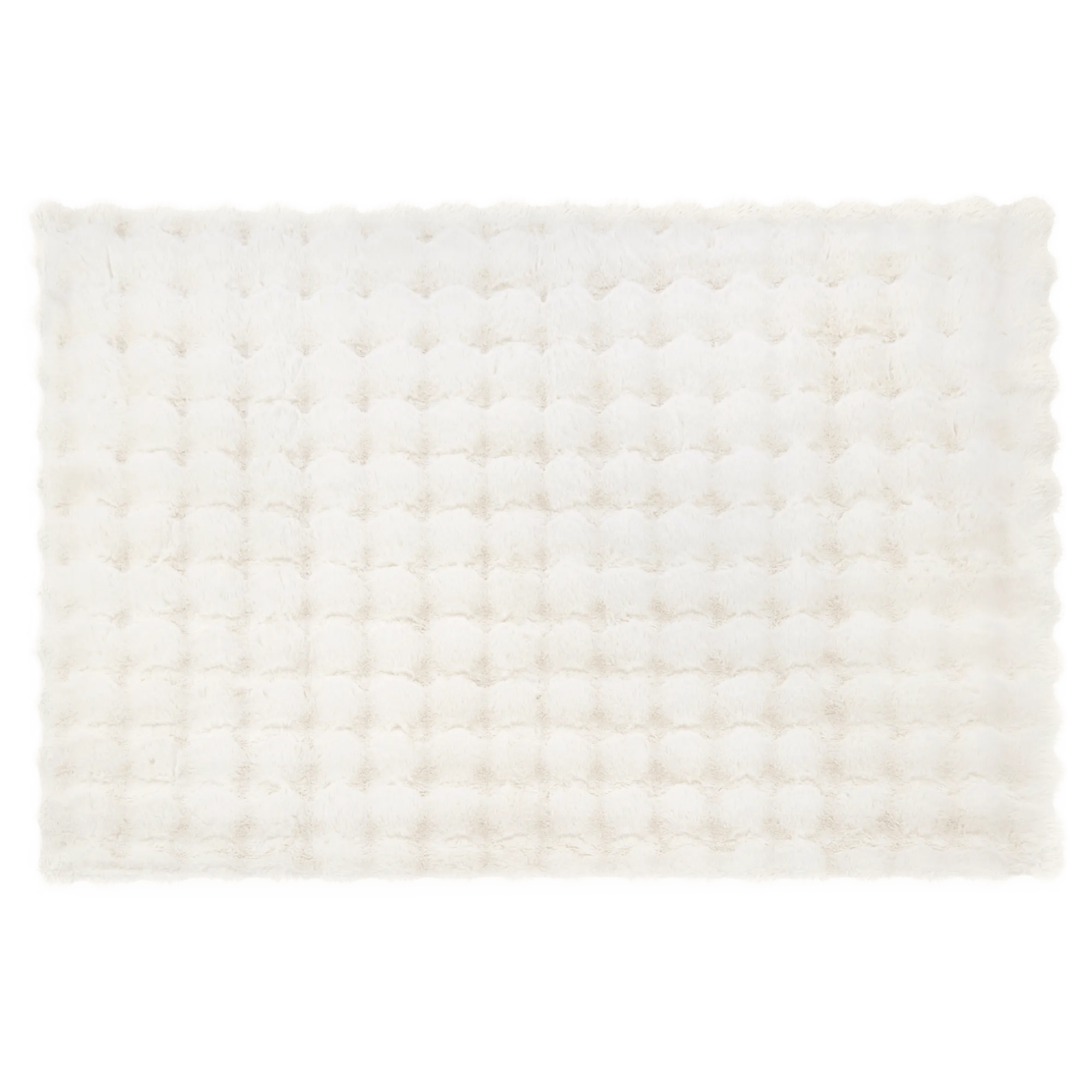 Cream Bubble Faux Fur Rug