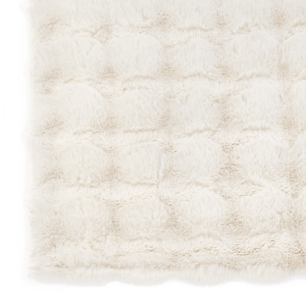 Cream Bubble Faux Fur Rug