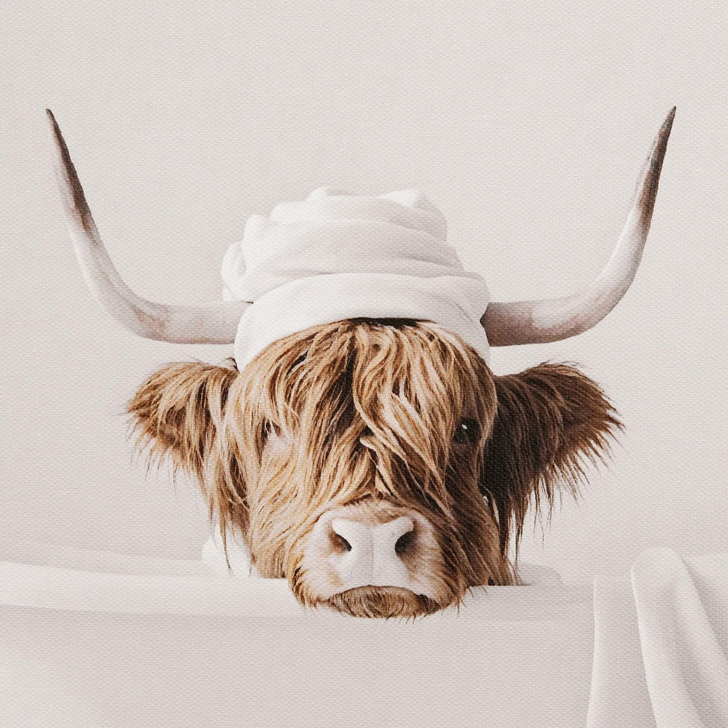 Cow in Bath Framed Canvas