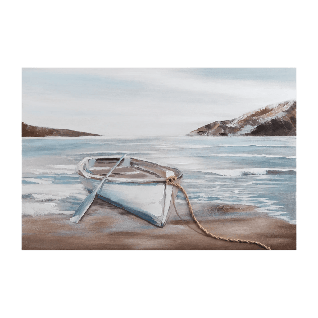 Canoe On The Shore Oil Painted Canvas