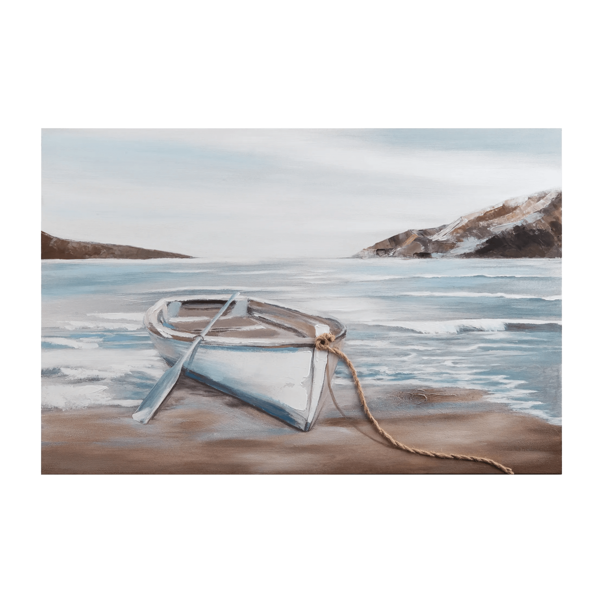 Canoe On The Shore Oil Painted Canvas