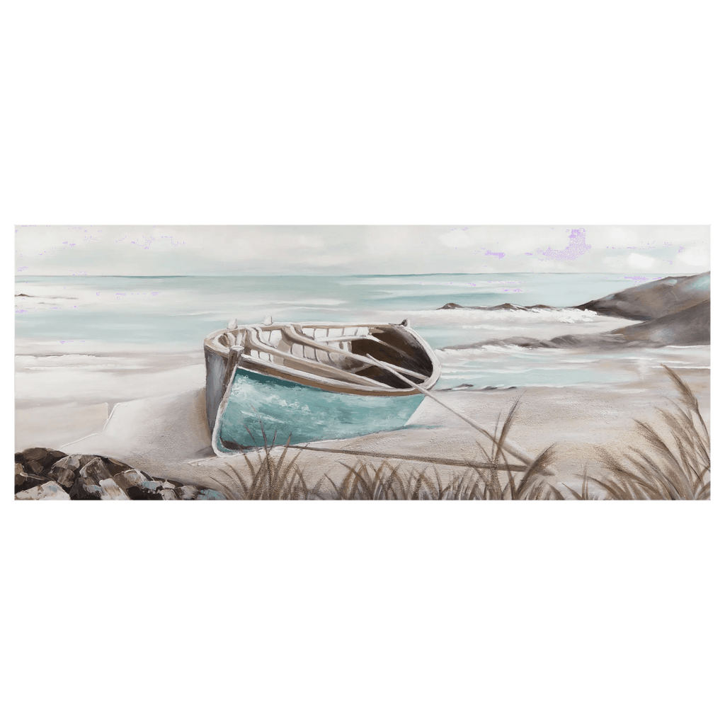 Canoe On The Shore Oil Painted Canvas