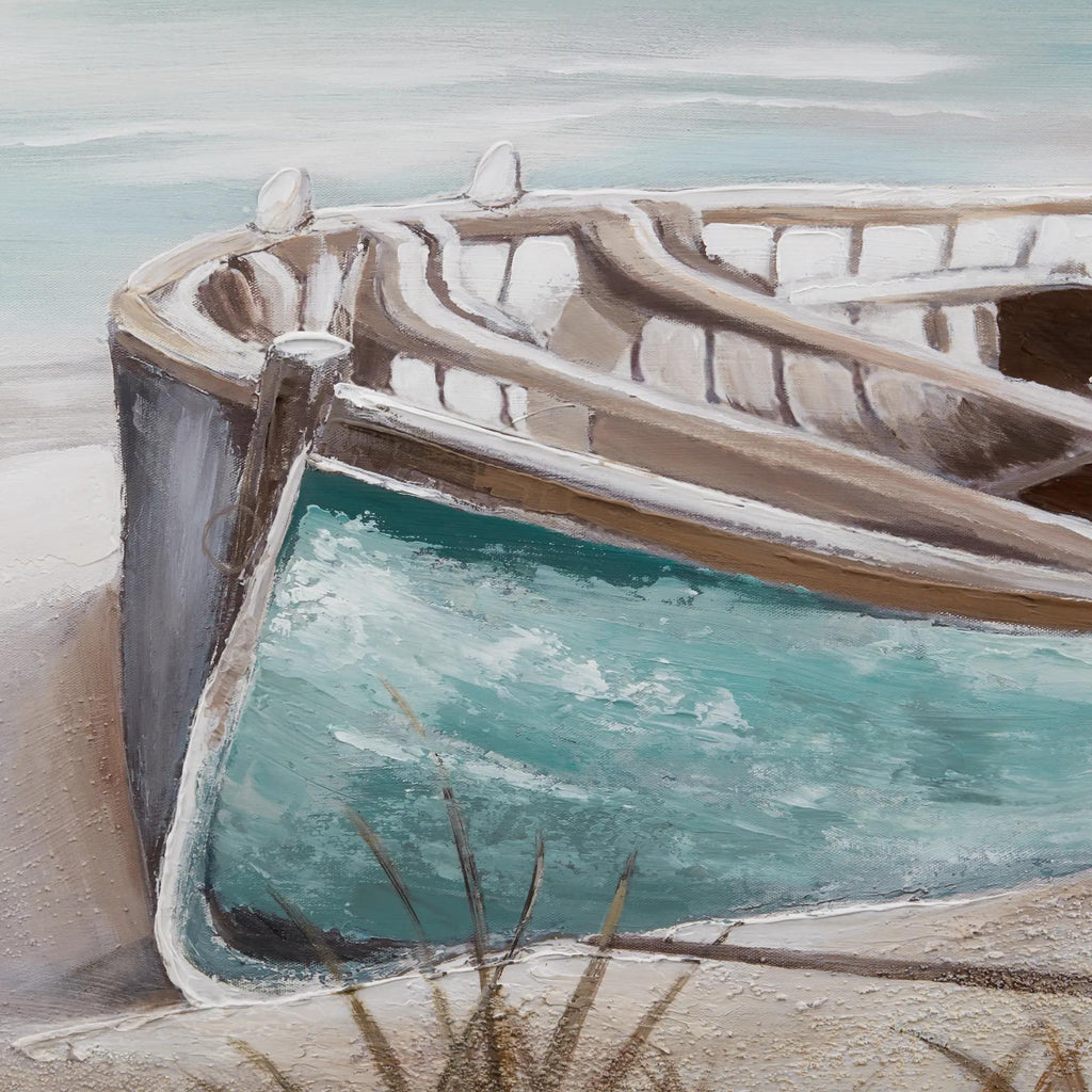 Canoe On The Shore Oil Painted Canvas