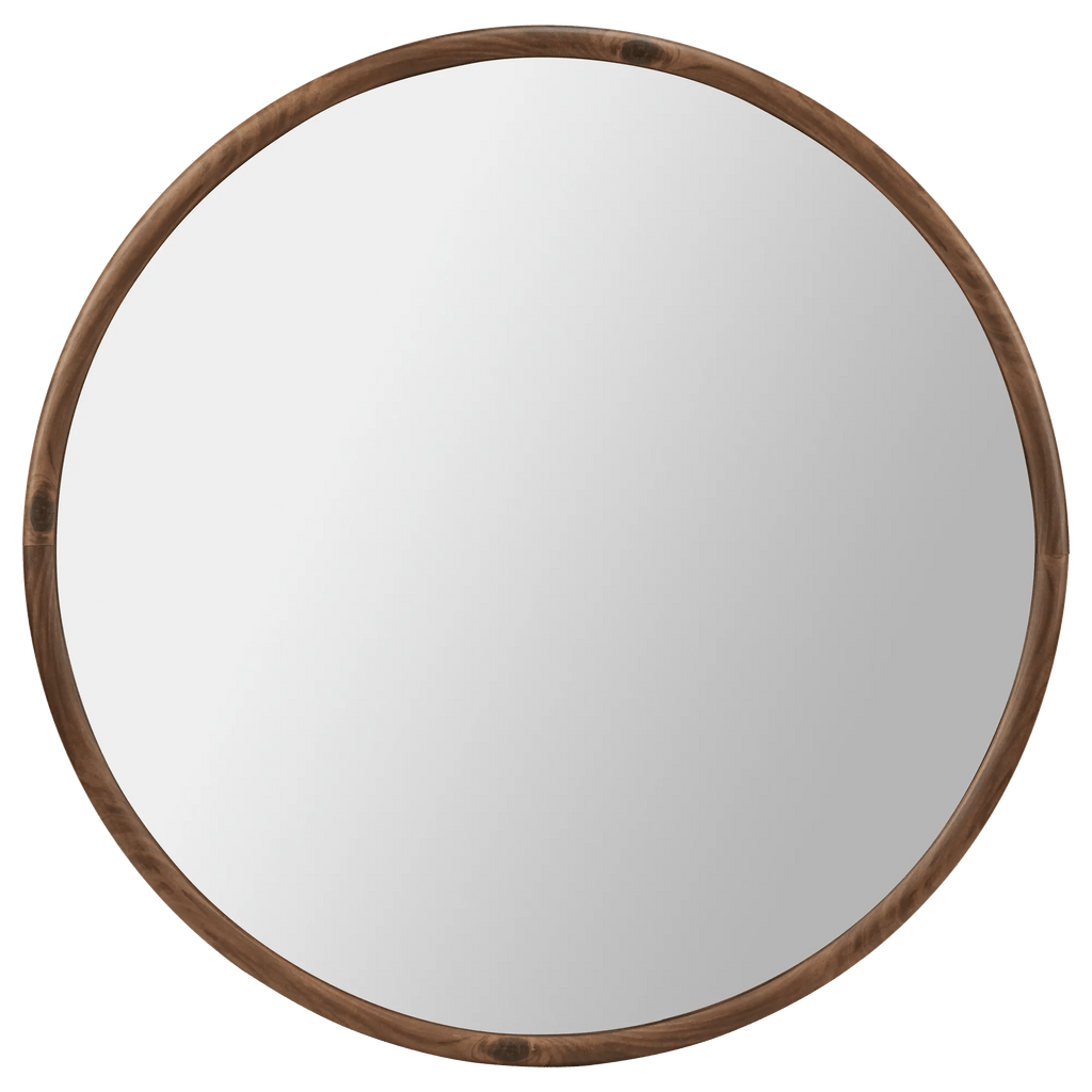 Round Wood Frame Mirror