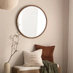 Round Wood Frame Mirror
