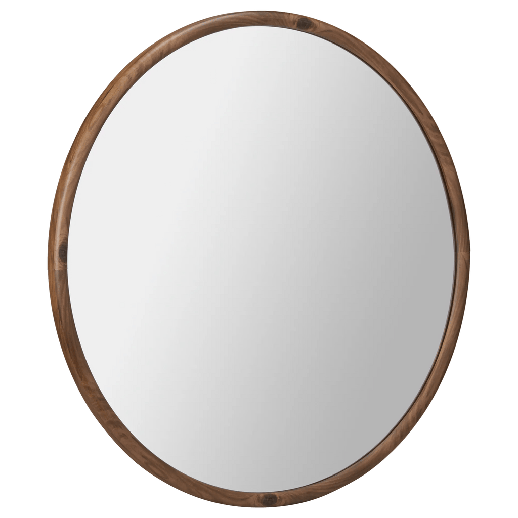 Round Wood Frame Mirror