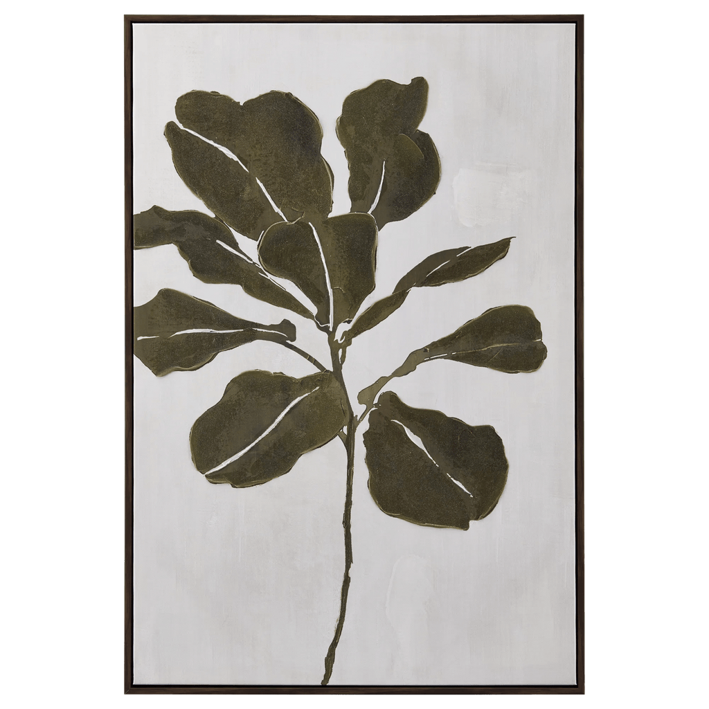 Green Leaves Framed Canvas