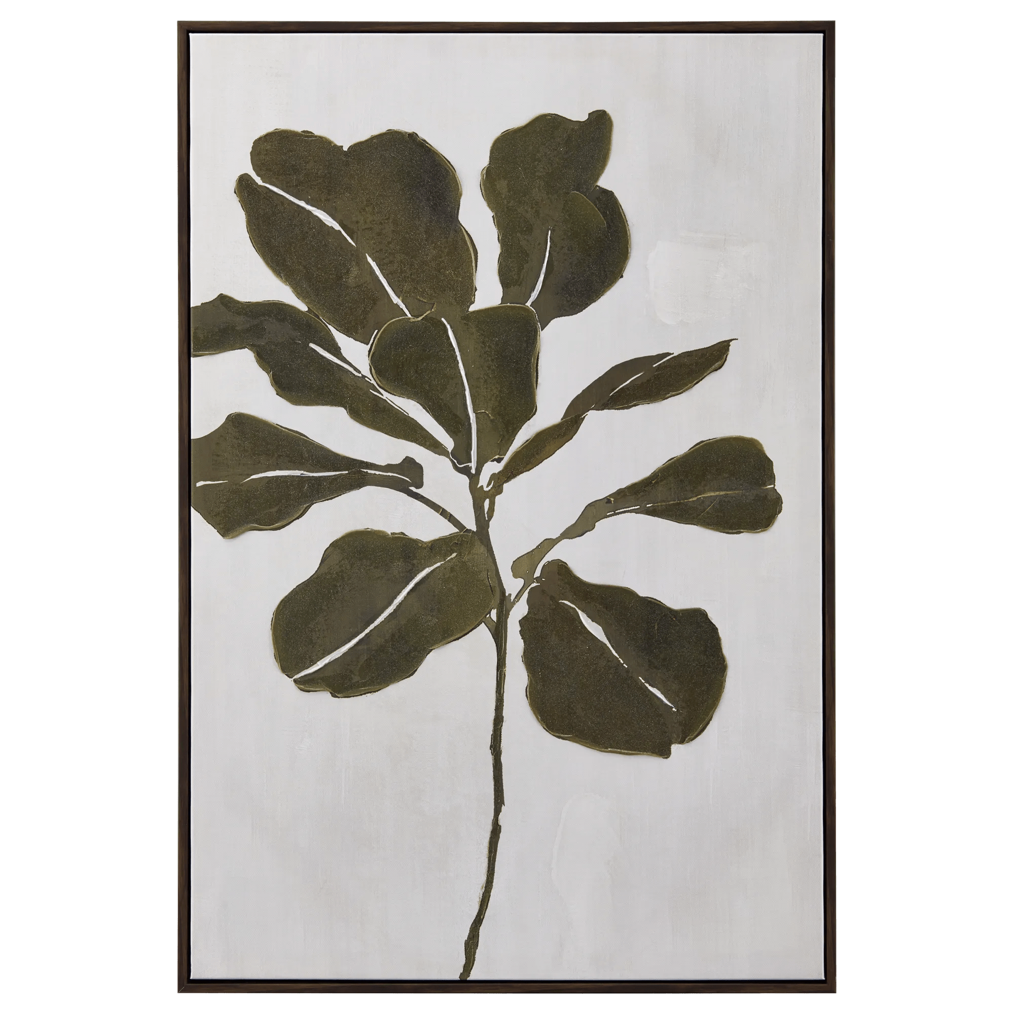 Green Leaves Framed Canvas