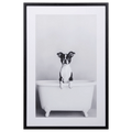 Dog in Bathtub Framed Canvas