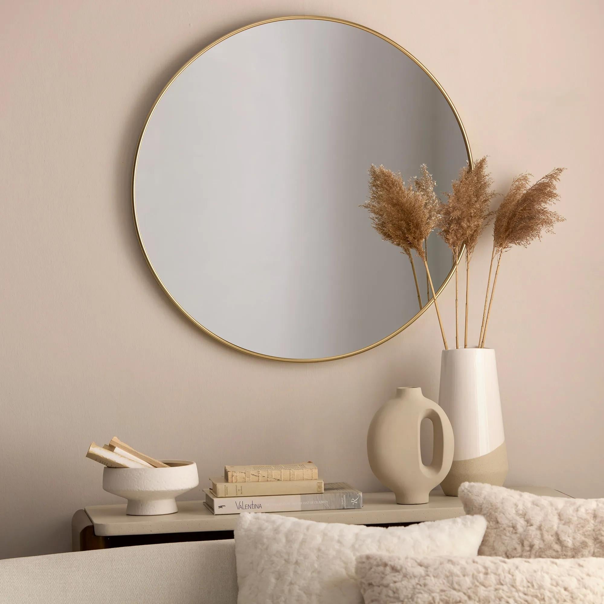 Round Gold Aluminum Frame Mirror