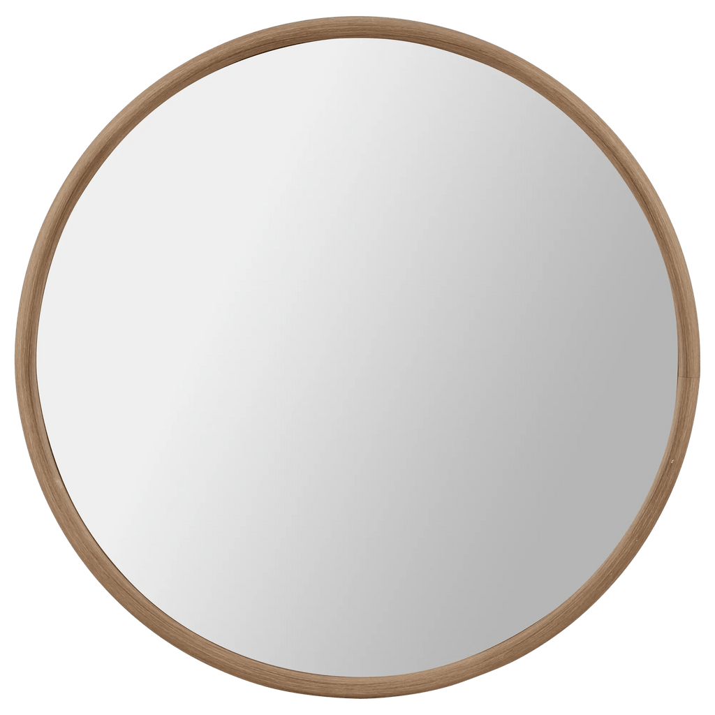 Round Mirror with Natural Frame