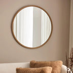 Round Mirror with Natural Frame