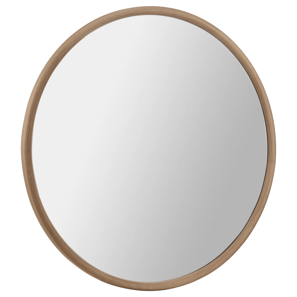 Round Mirror with Natural Frame