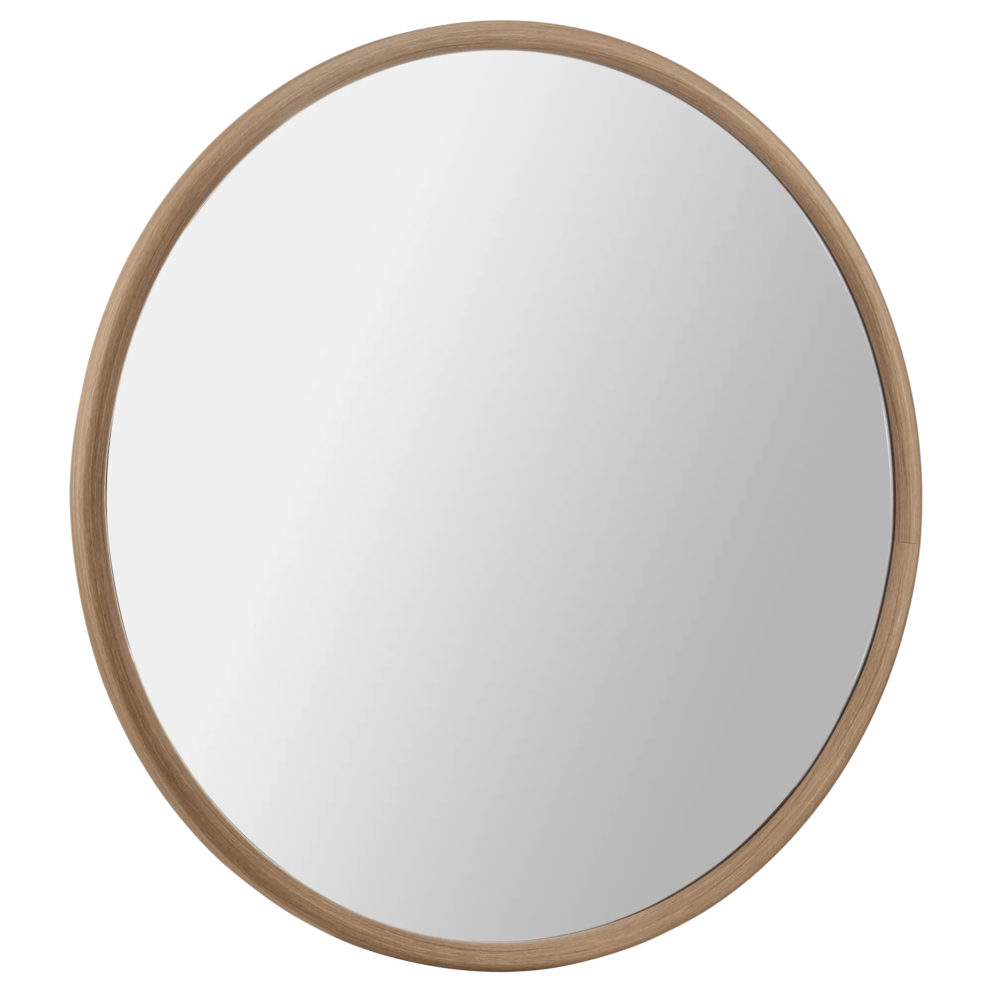 Round Mirror with Natural Frame