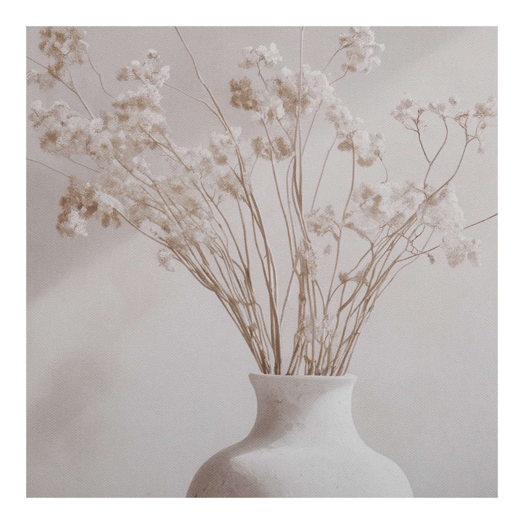 Stems in White Vase Framed Canvas