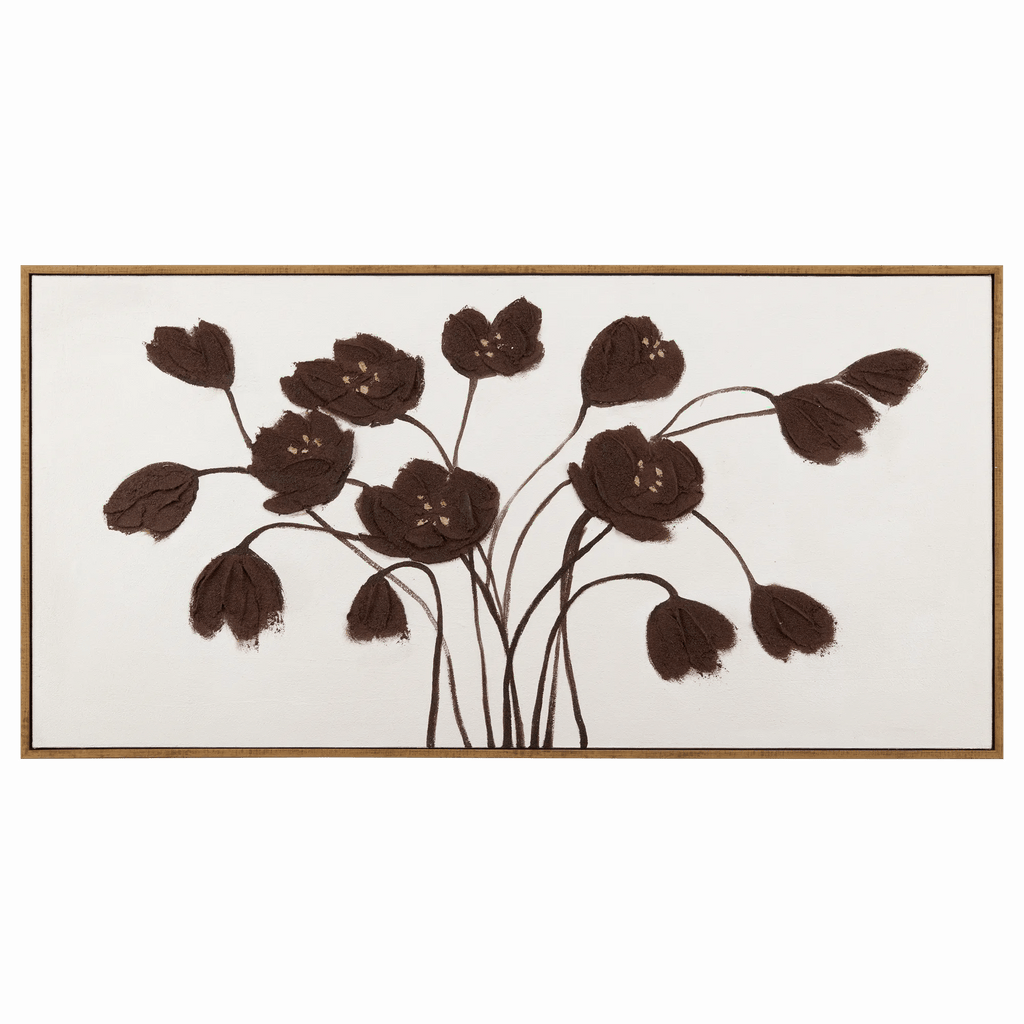 Burgundy Flowers Framed Oil Painting