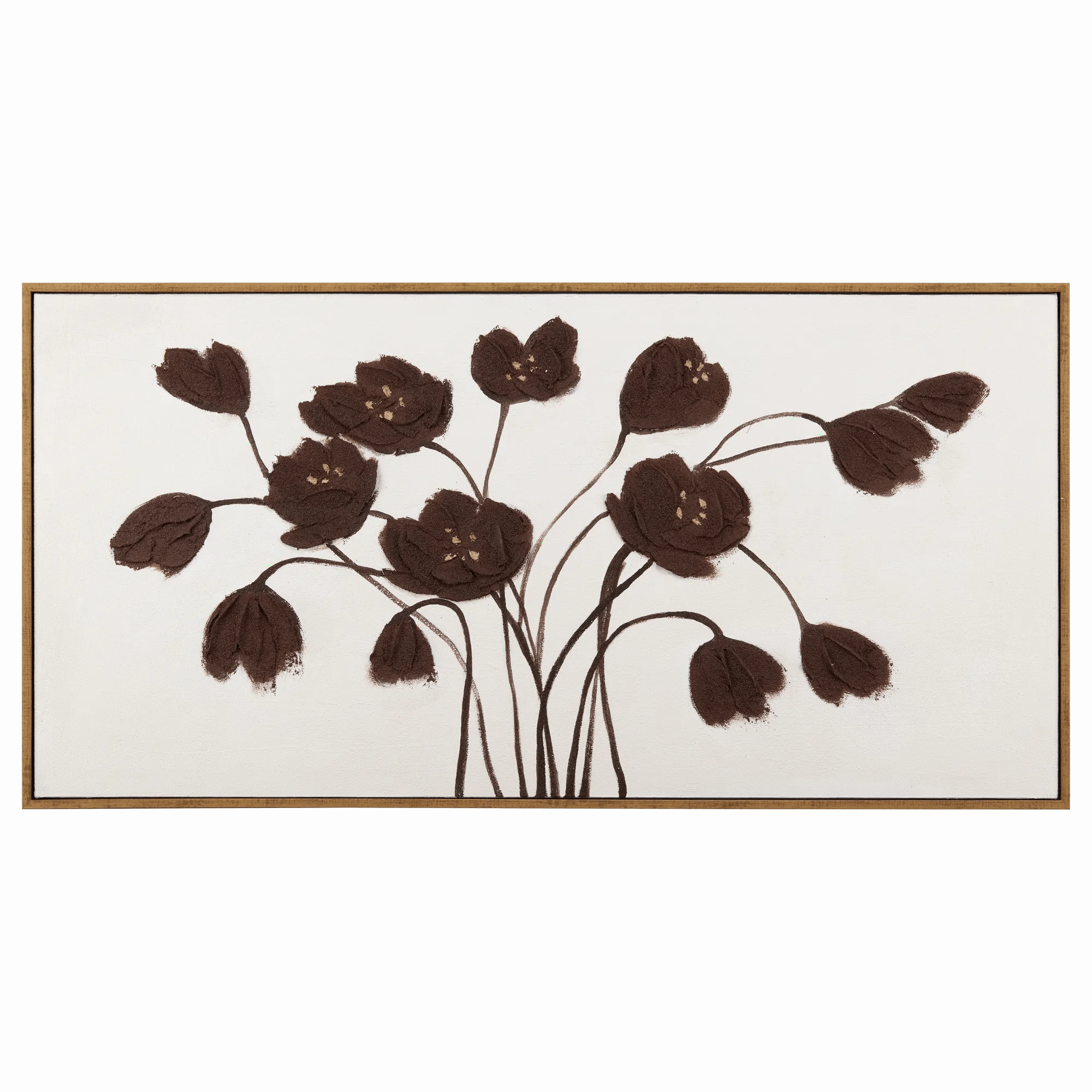 Burgundy Flowers Framed Oil Painting