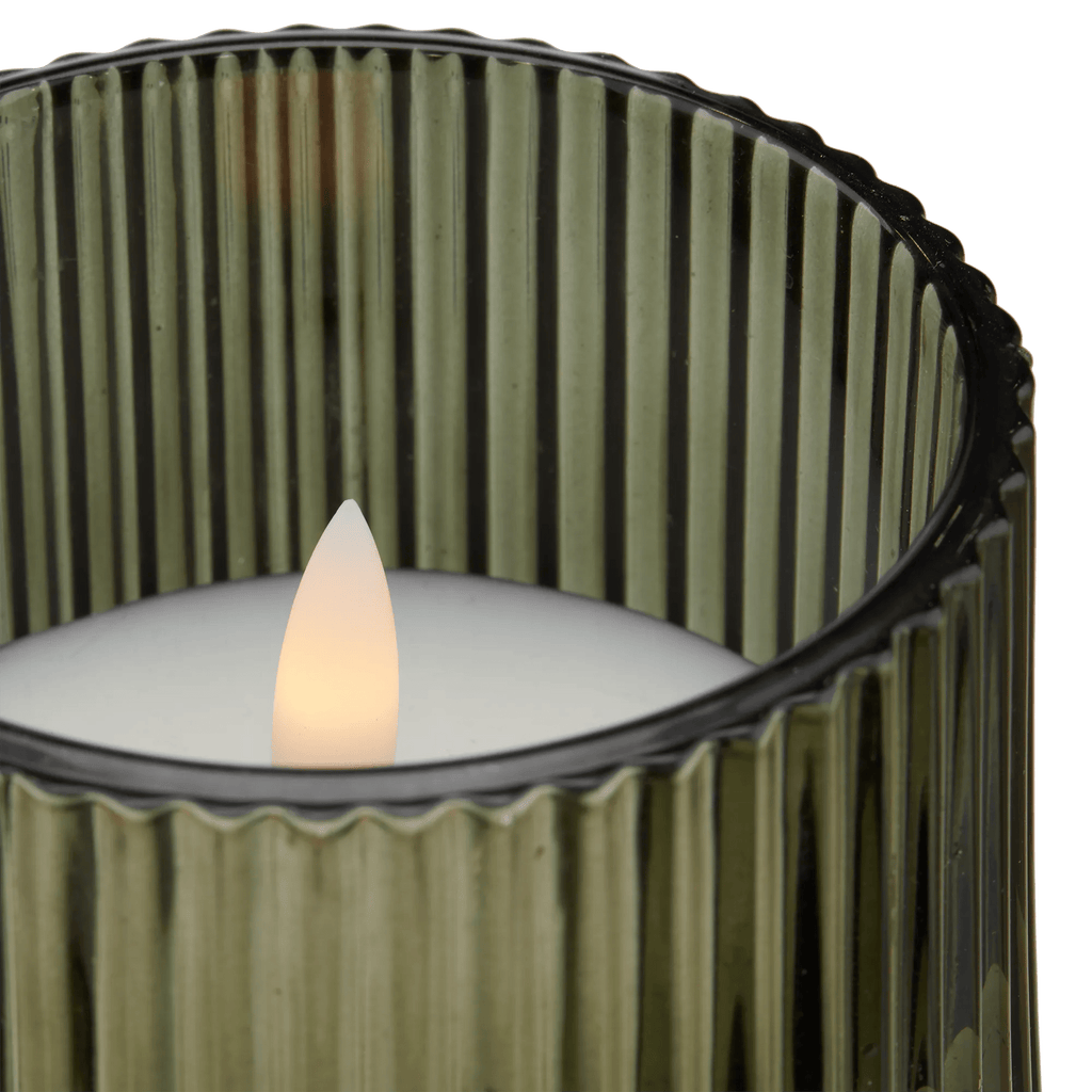 Ribbed Glass LED Candle