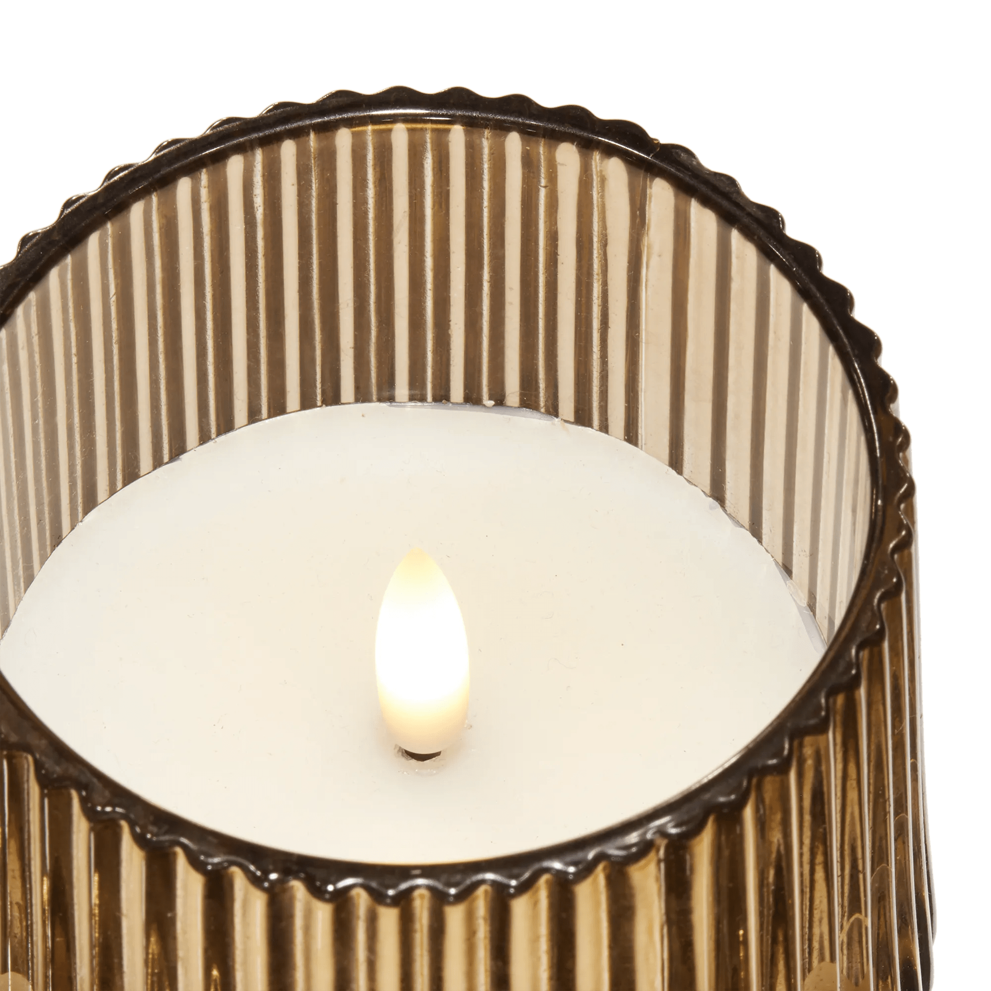 Ribbed Glass LED Candle