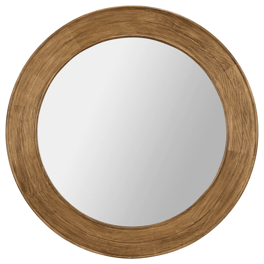 Round Pine Wood Mirror