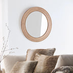 Round Pine Wood Mirror