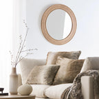 Round Pine Wood Mirror