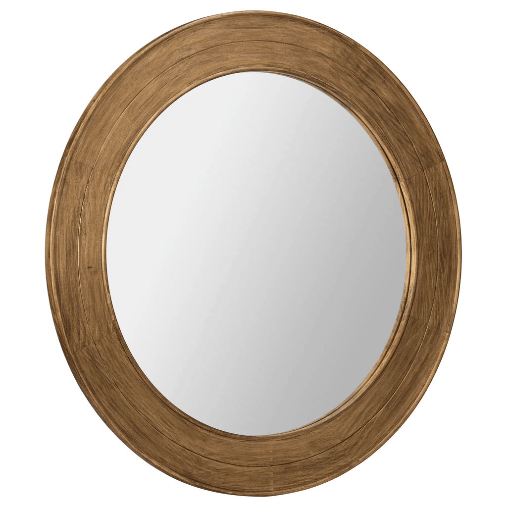 Round Pine Wood Mirror