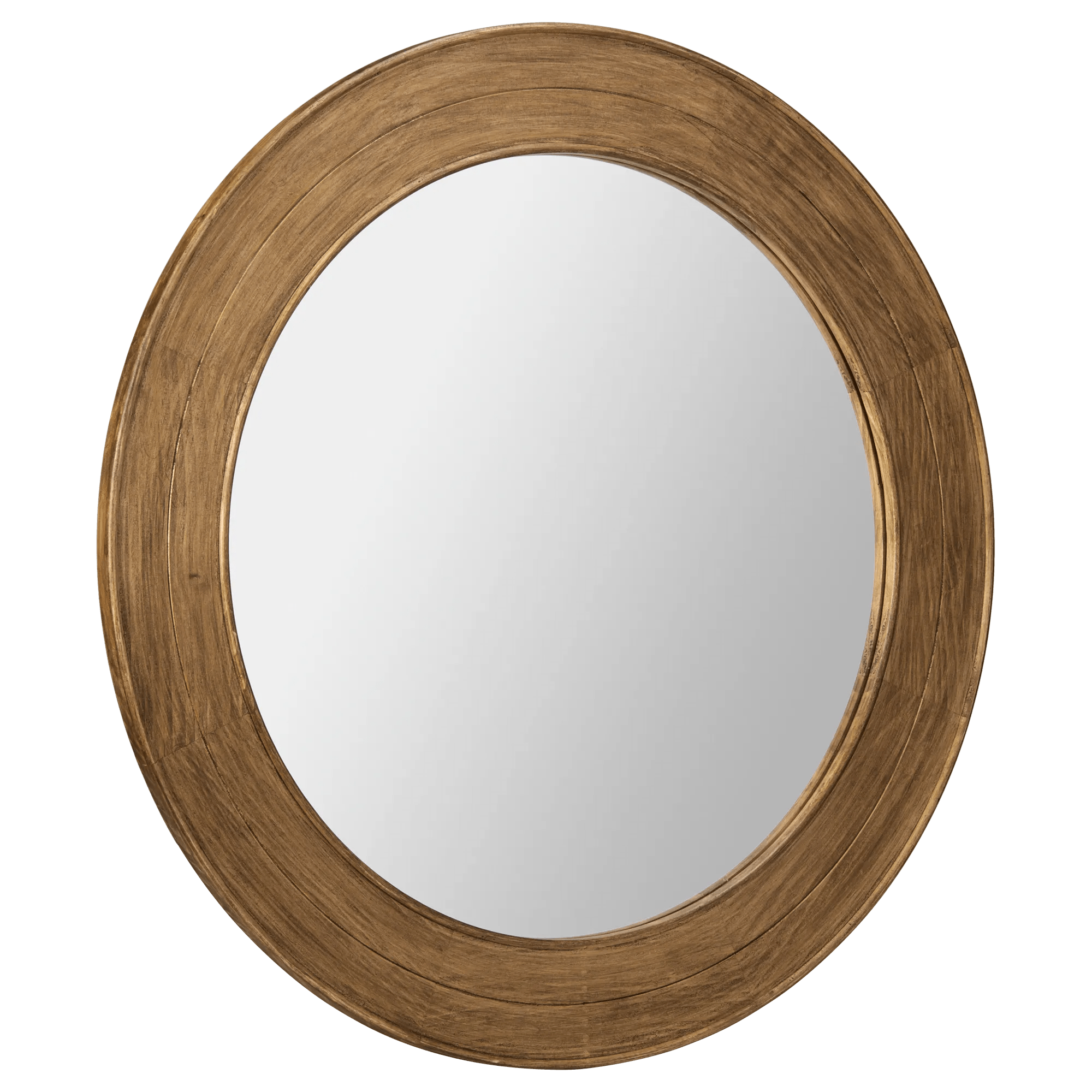 Round Pine Wood Mirror