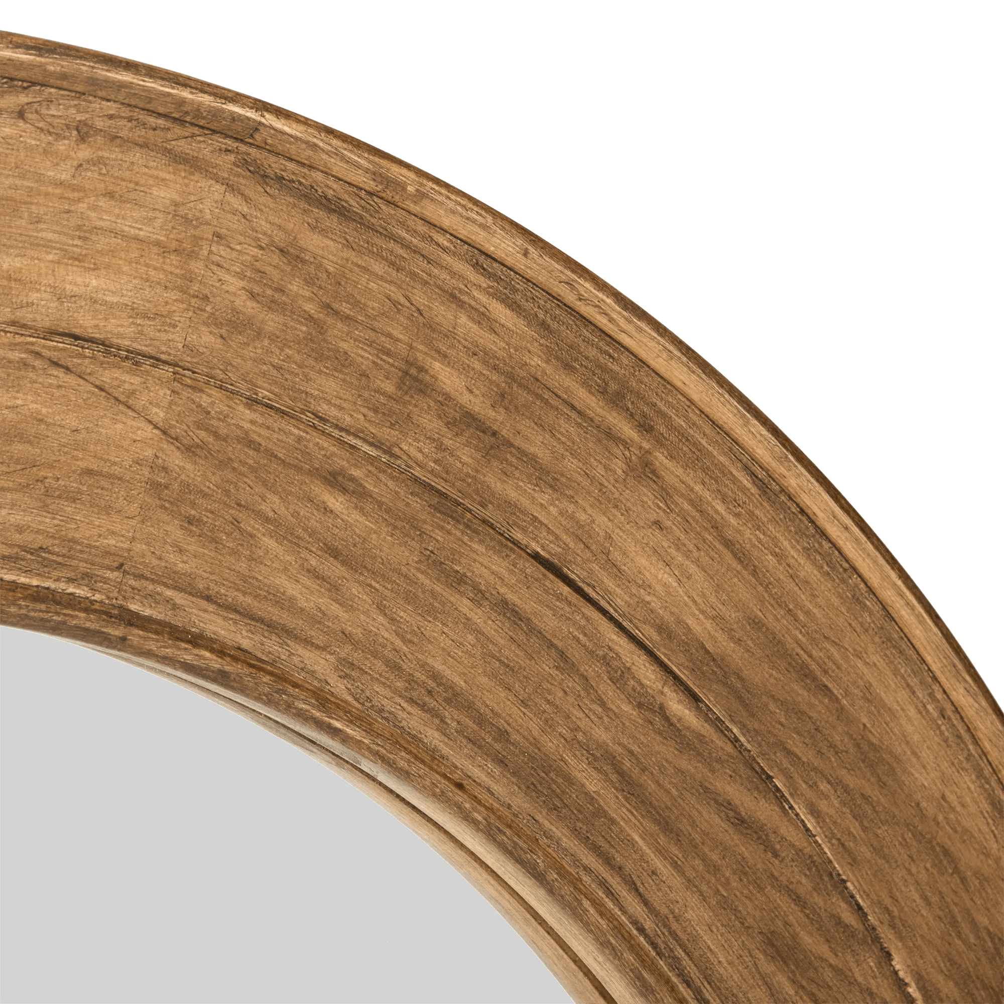 Round Pine Wood Mirror