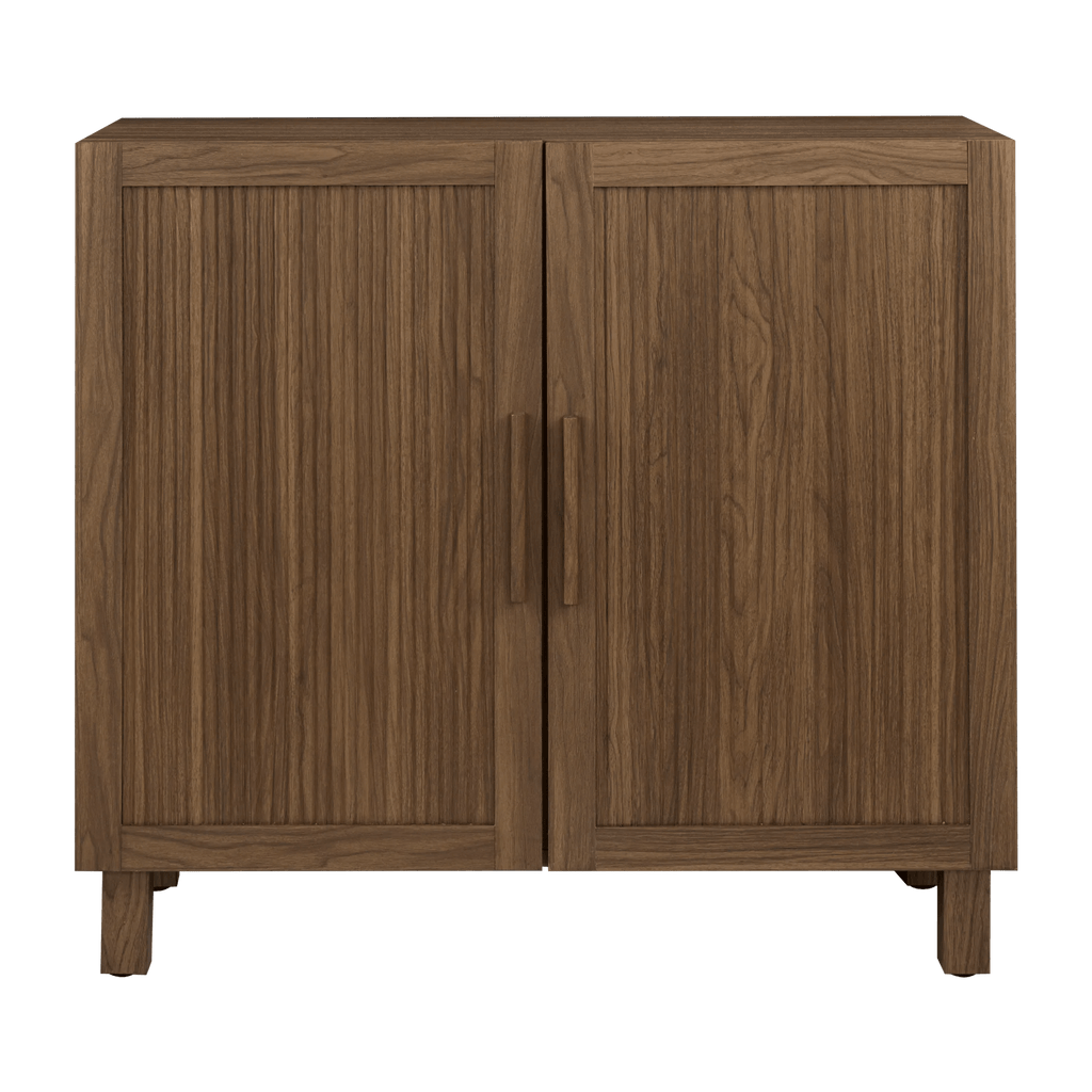 Ribbed Door Walnut Veneer Buffet