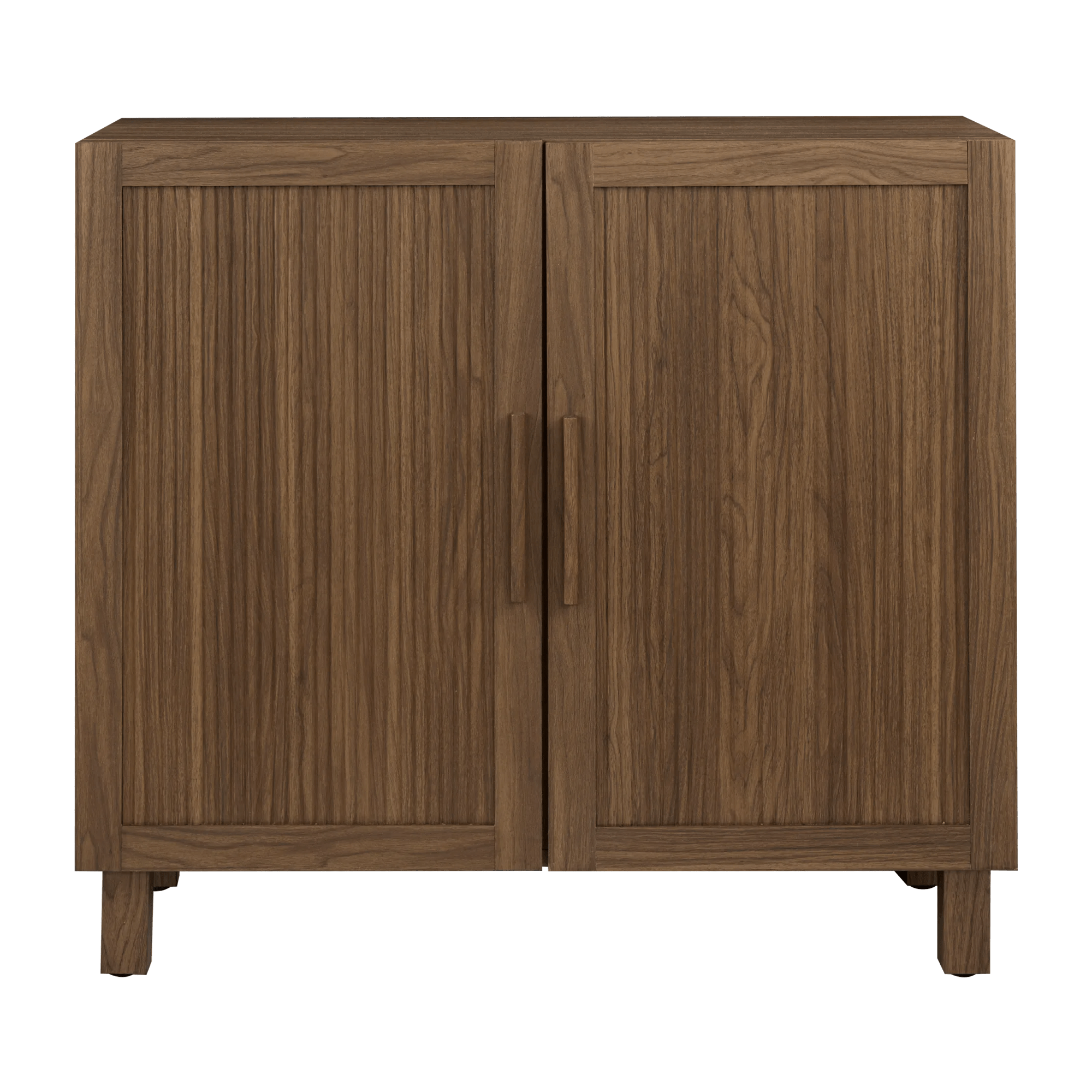 Ribbed Door Walnut Veneer Buffet