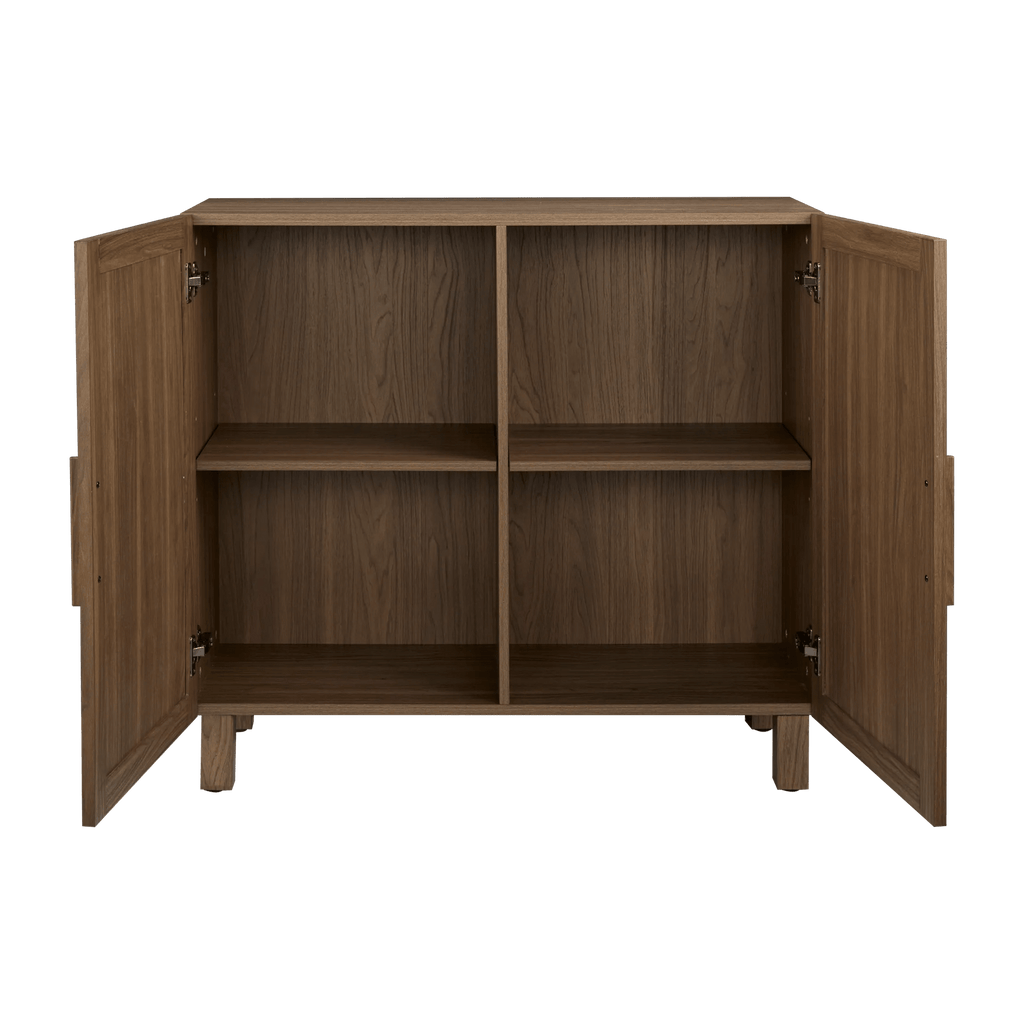 Ribbed Door Walnut Veneer Buffet