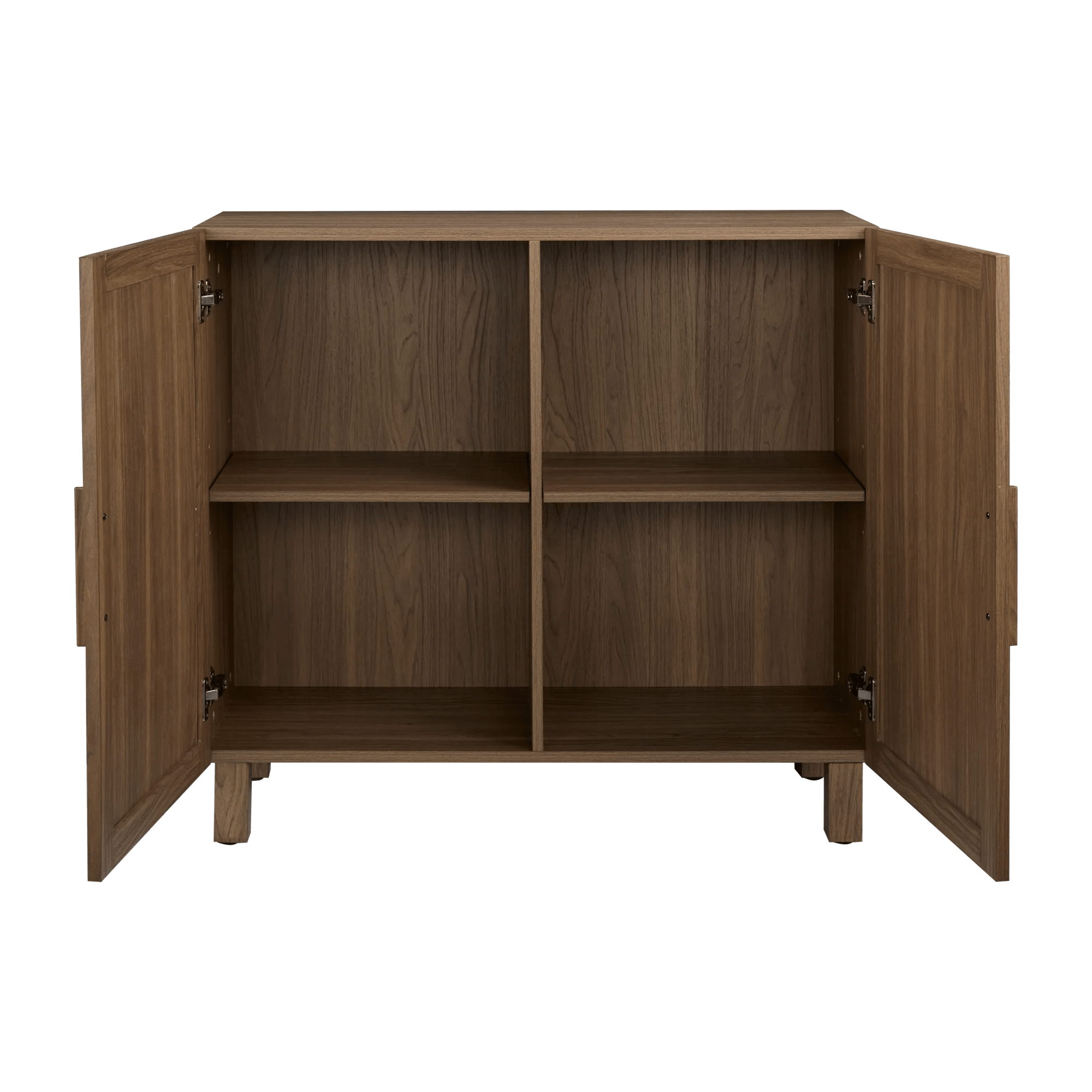 Ribbed Door Walnut Veneer Buffet