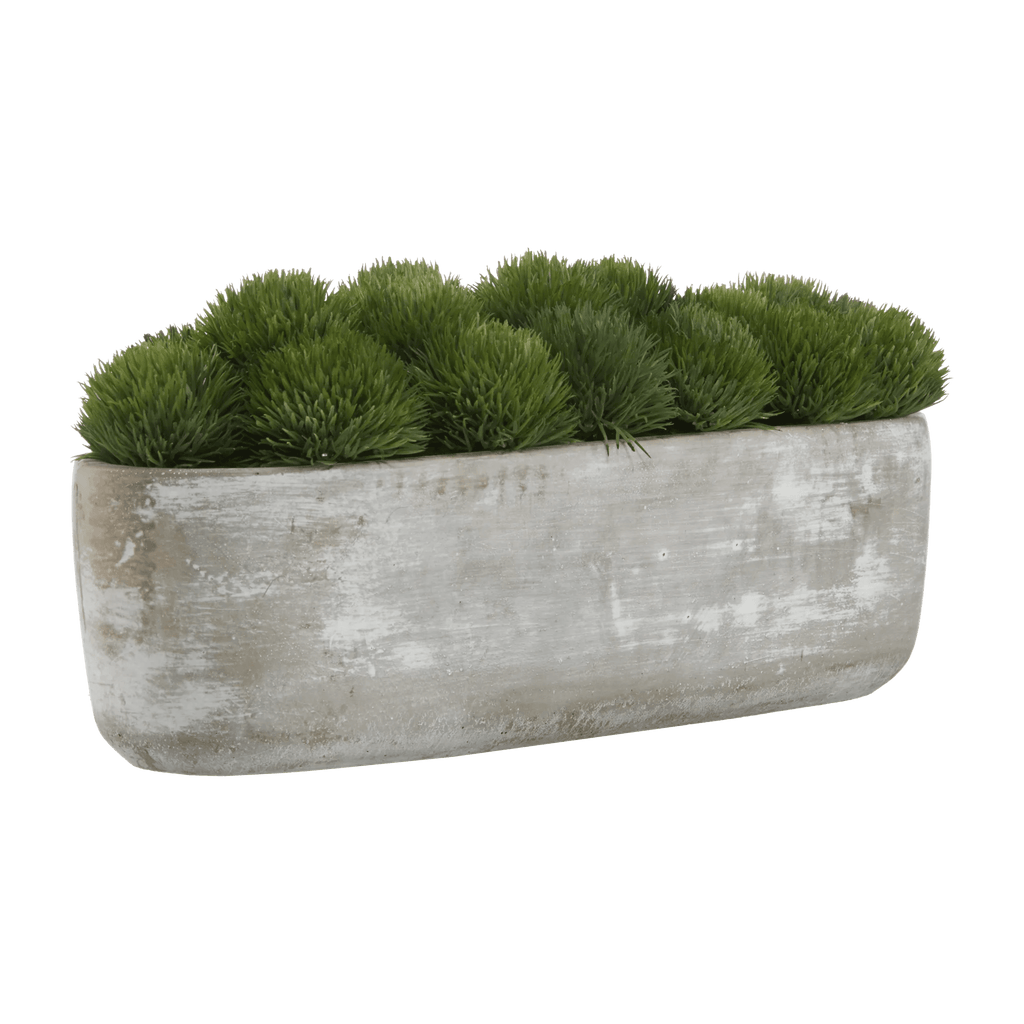 Artificial Moss in Cement Pot